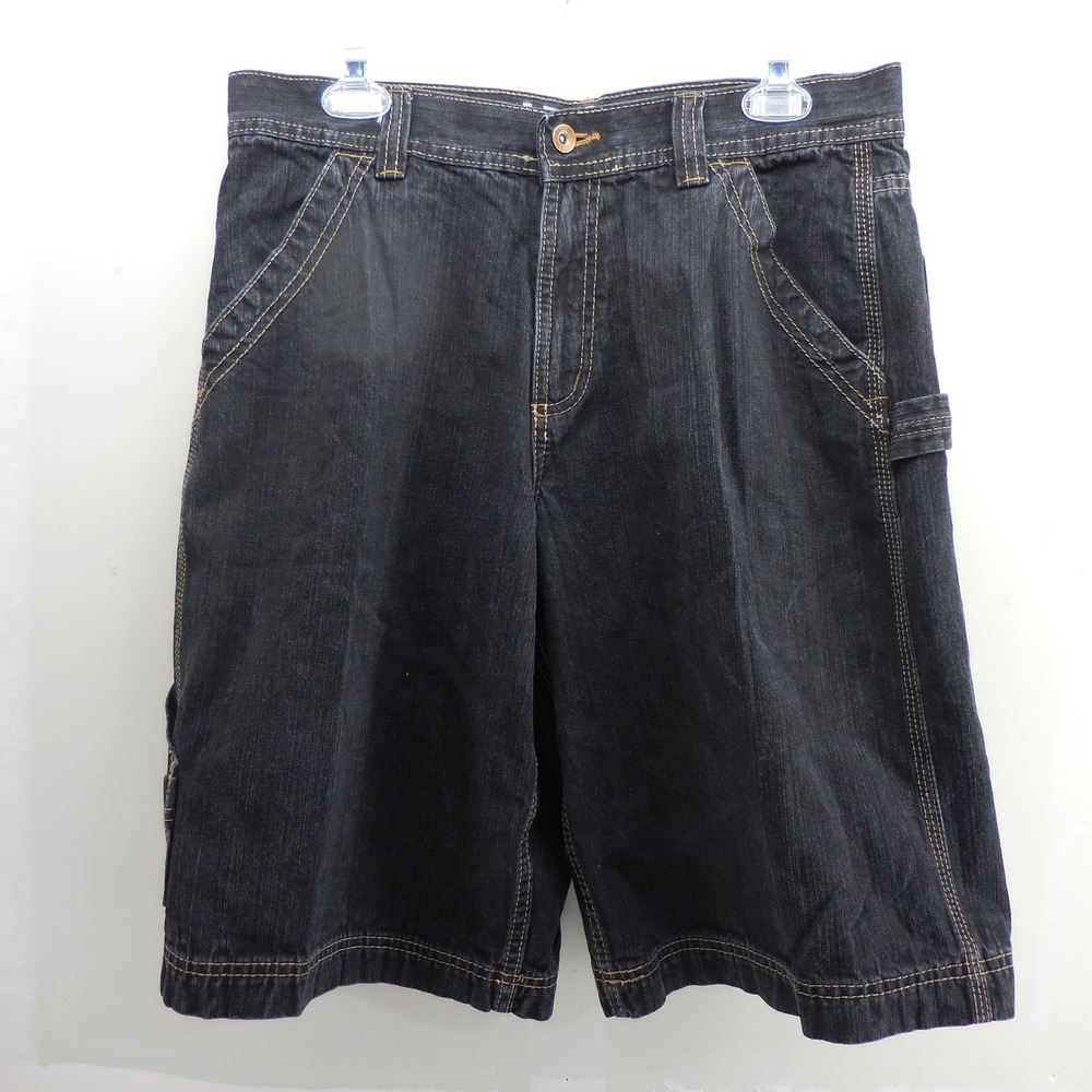Arizona Jean Co Boys Black Denim Carpenter Shorts Size 20 Husky 32x11 1843